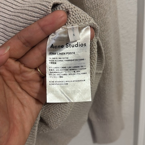 Acne Studios Men’s Jena Linen Knit Sweater - Picture 4 of 5